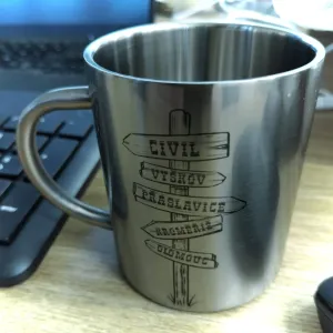 Šalica od nehrđajućeg čelika s ručkom 300 ml s prilagođenim tiskom