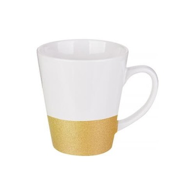 Bijela šalica za latte s glitter prugama 350 ml