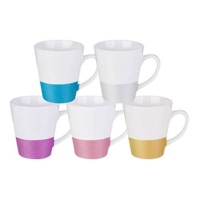 Bijela šalica za latte s glitter prugama 350 ml