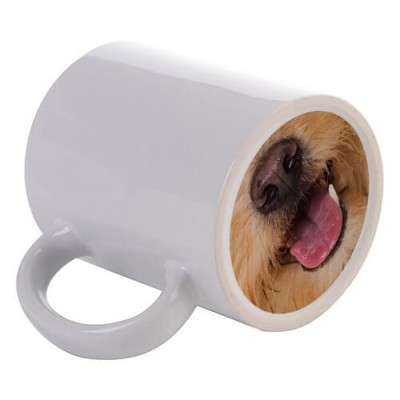 White - dog tongue with your own photo, print