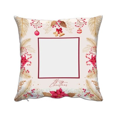 Christmas pillowcase with satin frame - 38x38 cm - gold