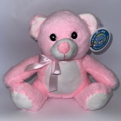 Teddy bear with bow – 25 cm with print, photo