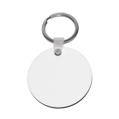 Round MDF key ring with custom print – 50 mm