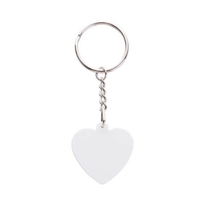 Plastic keychain with chain – heart with custom print