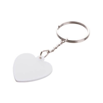 Plastic keychain with chain – heart with custom print