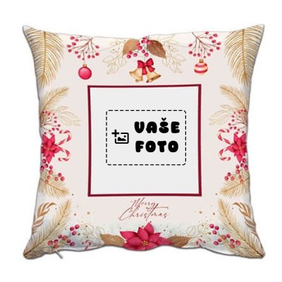 Božićna jastučnica sa satenskim okvirom - 38x38 cm - zlatna