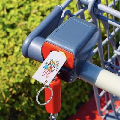 Keychain with shopping cart token – double-sided printing